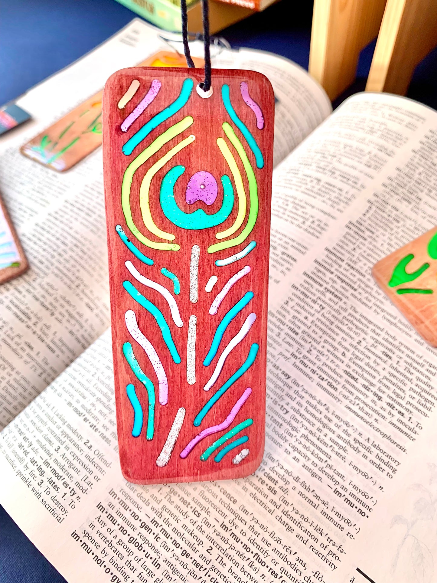 Peacock Feather Wood & Resin Bookmark - Rosewood