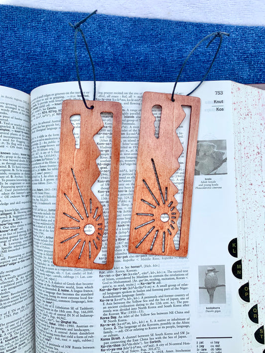 Mountain Sunrise Wooden Bookmark - Teak