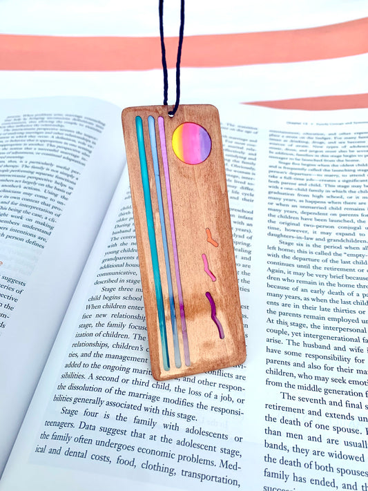 Ocean Sunset Wood & Resin Bookmark - Teak Taffy