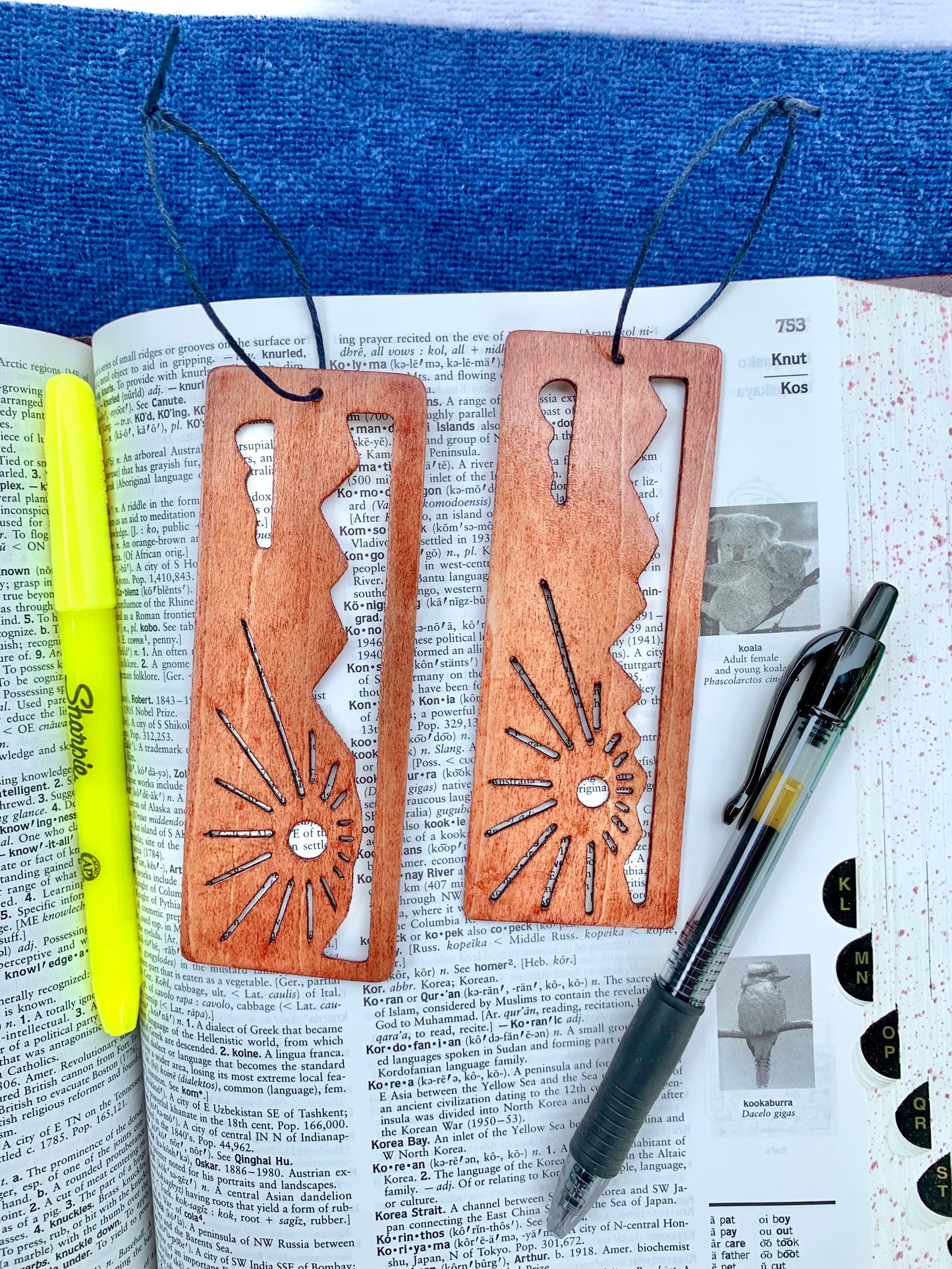 Mountain Sunrise Wooden Bookmark - Teak