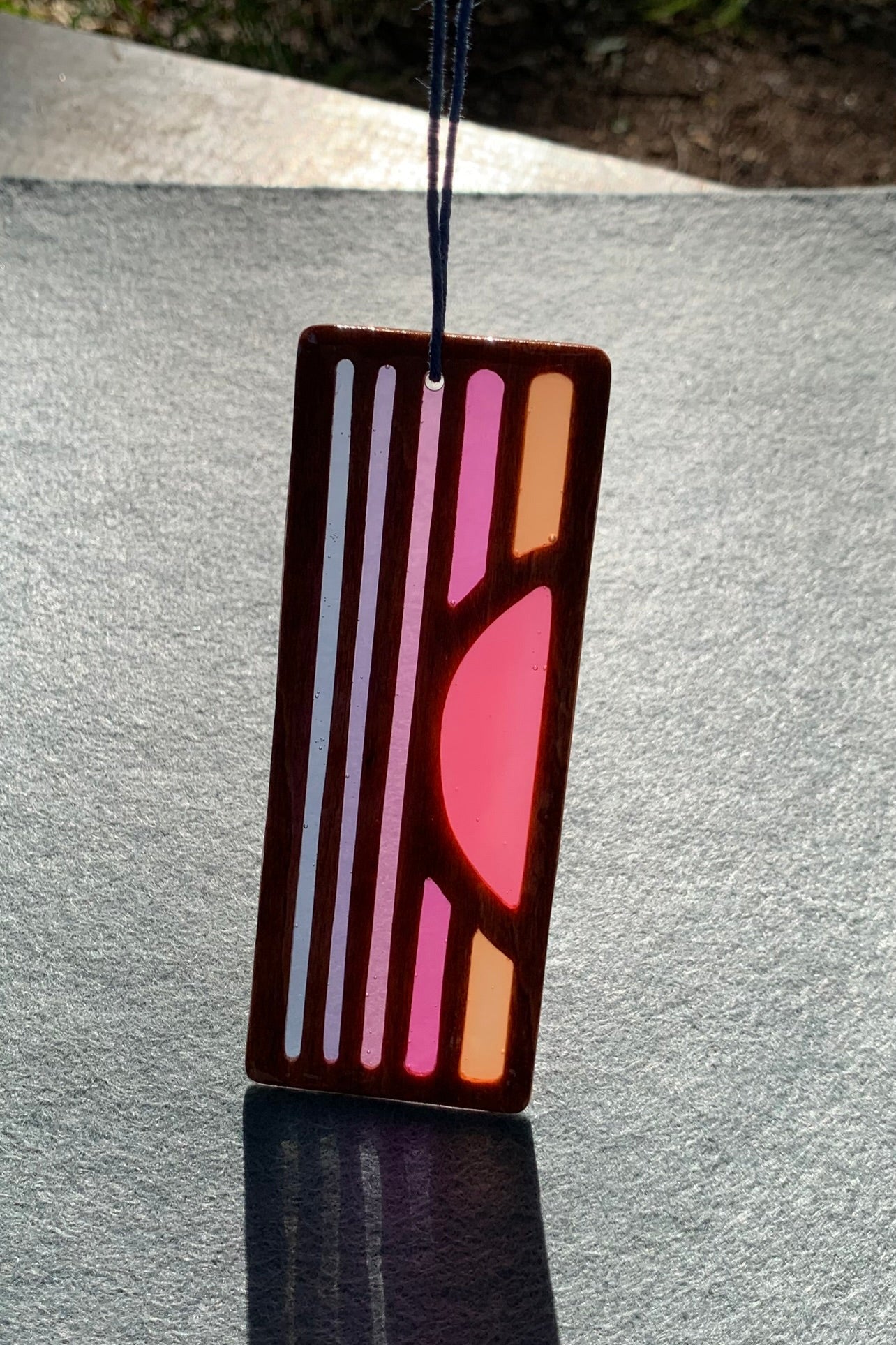 Hand cut wooden bookmark with retro sunset UV resin color