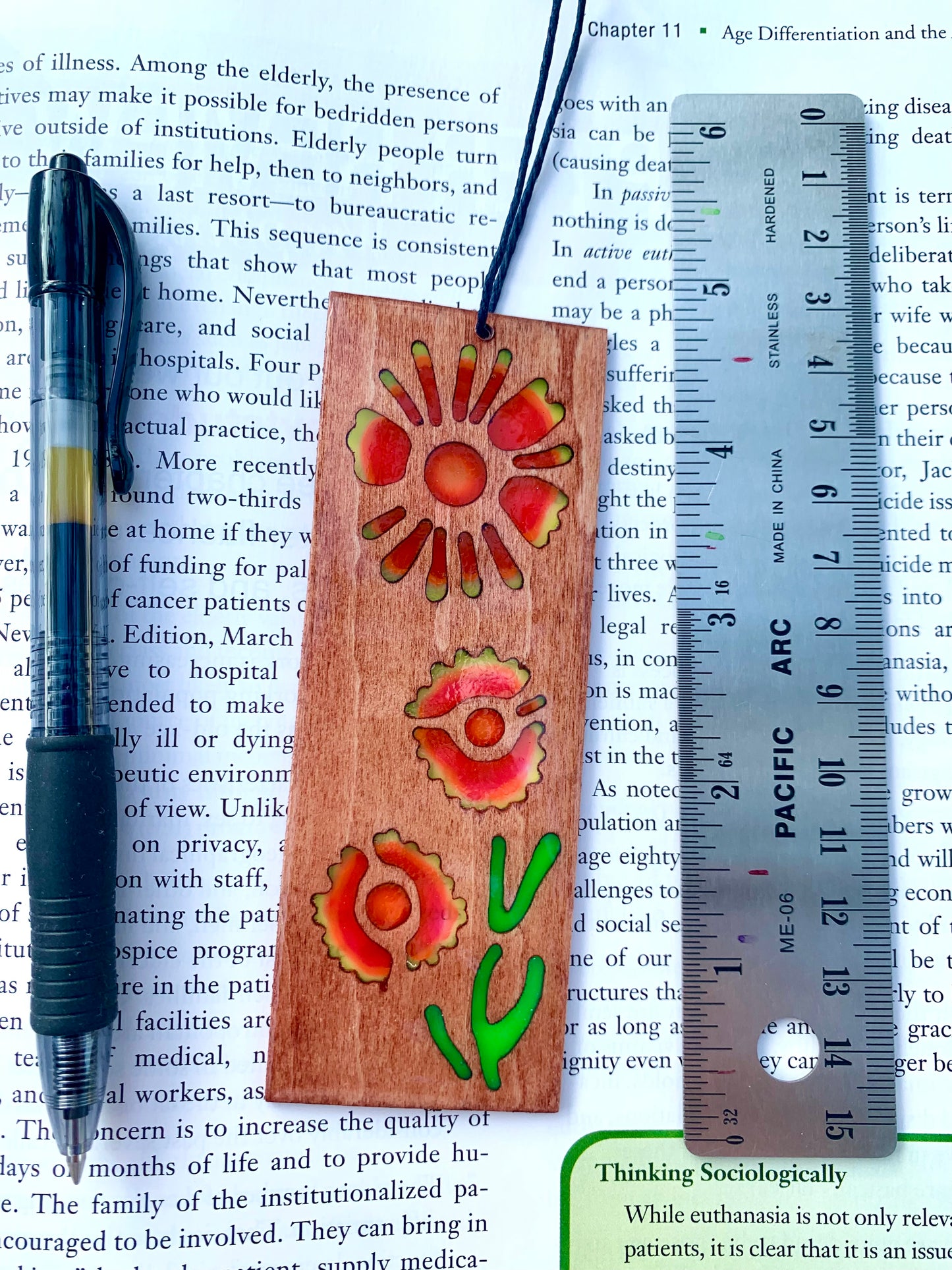 Texas Firewheel Daisy Wood & Resin Bookmark - Teak