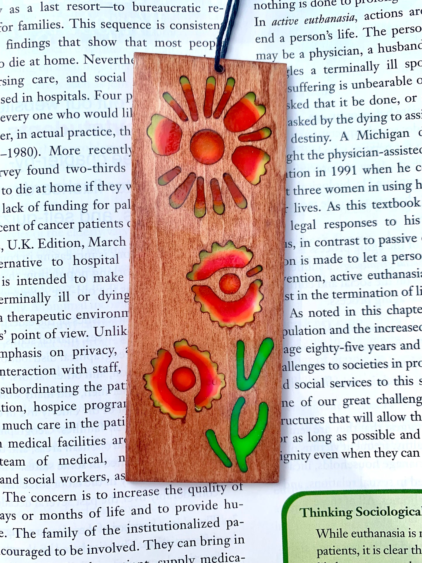Texas Firewheel Daisy Wood & Resin Bookmark - Teak