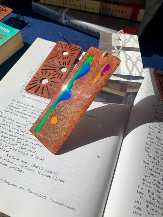 Cloud Sunrise Wood & Resin Bookmark - Failed Colorful Walnut