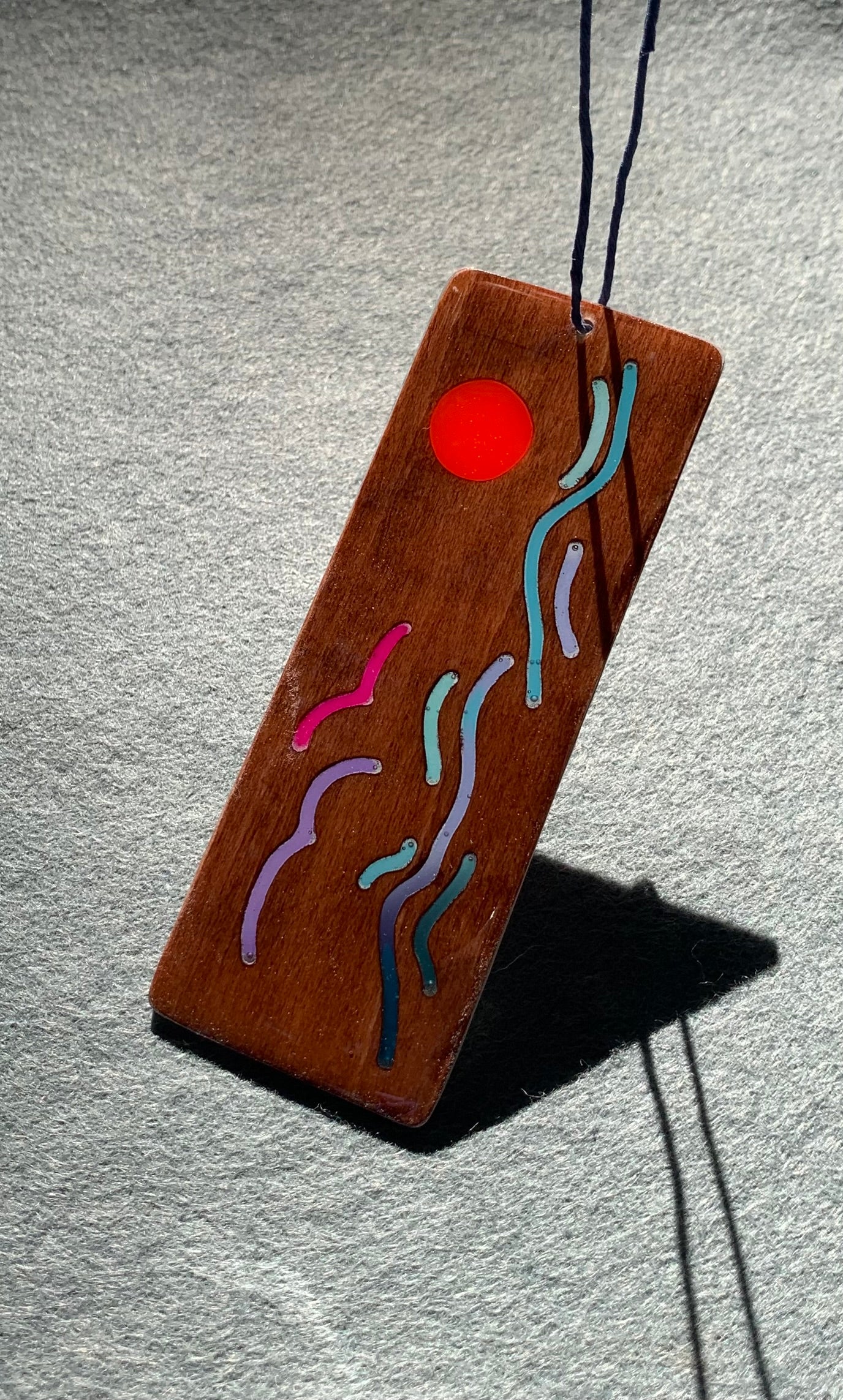Ocean Sunset Wood & Resin Bookmark - Wavy