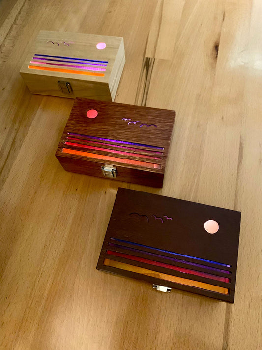 Ocean Sunset Glow Light Wooden Box