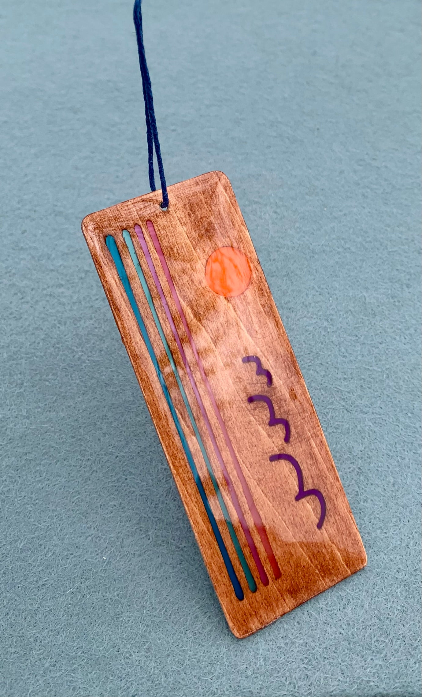Ocean Sunset Wood & Resin Bookmark - Contrast