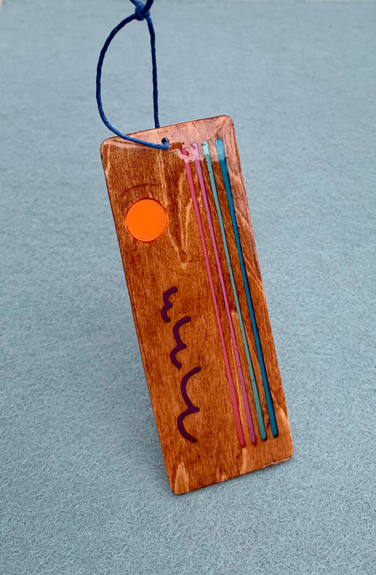 Ocean Sunset Wood and Resin Bookmark - Contrast