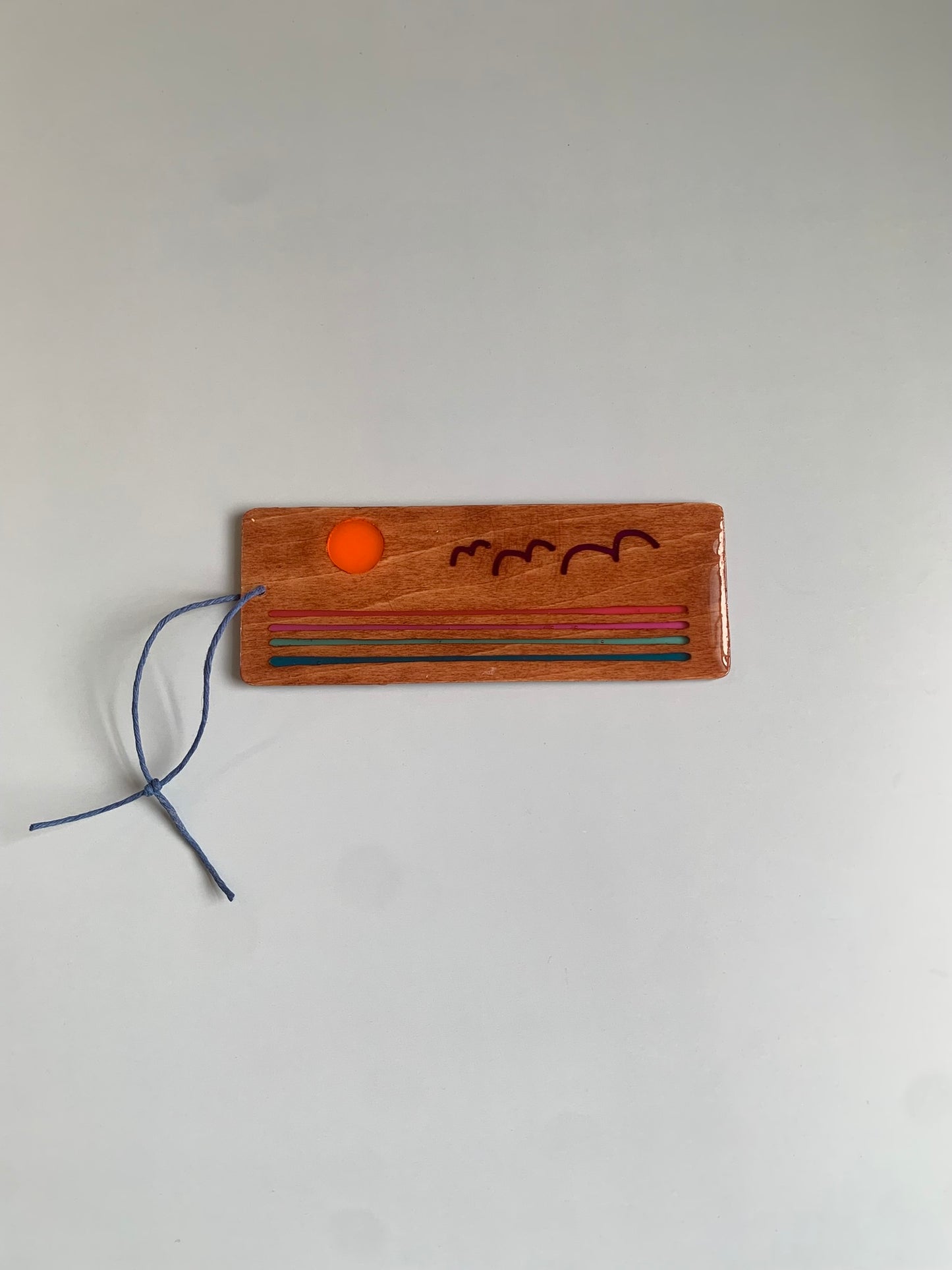 Ocean Sunset Wood & Resin Bookmark - Contrast