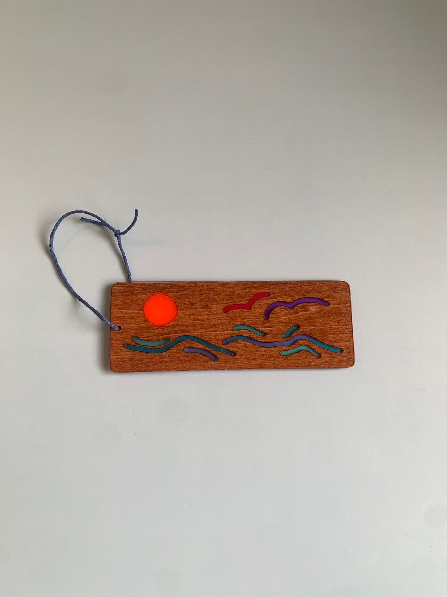 Ocean Sunset Wood & Resin Bookmark - Wavy