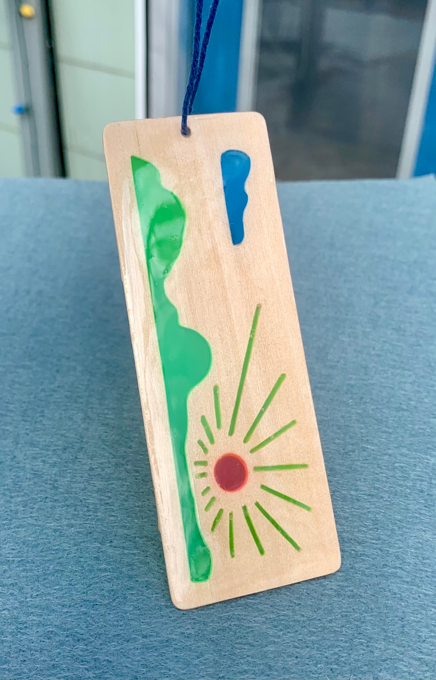 Cloud Sunrise Wood & Resin Bookmark - Bright