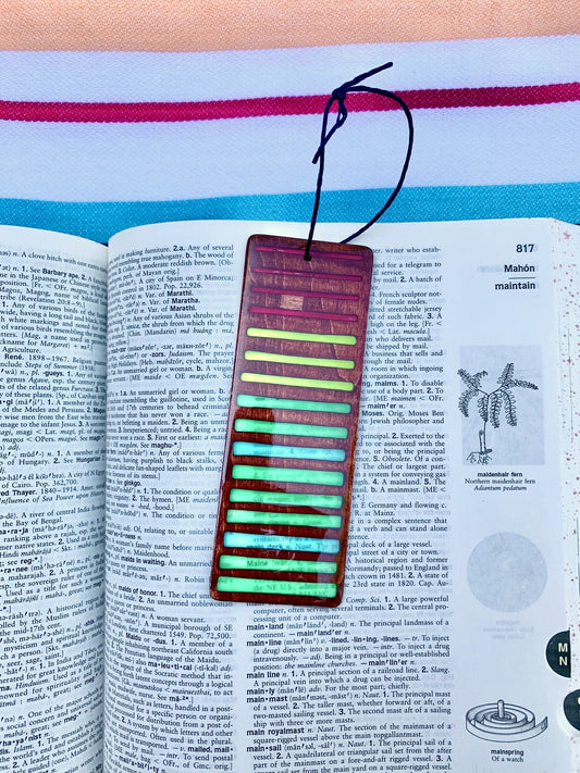 Gradient Lines Wood & Resin Bookmark - Cognac VU Meter