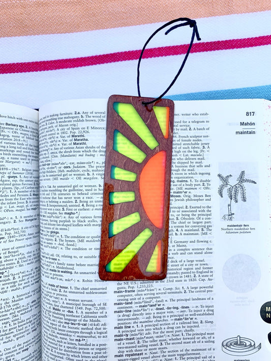 Sunrise Wood & Resin Bookmark - Cognac Orange