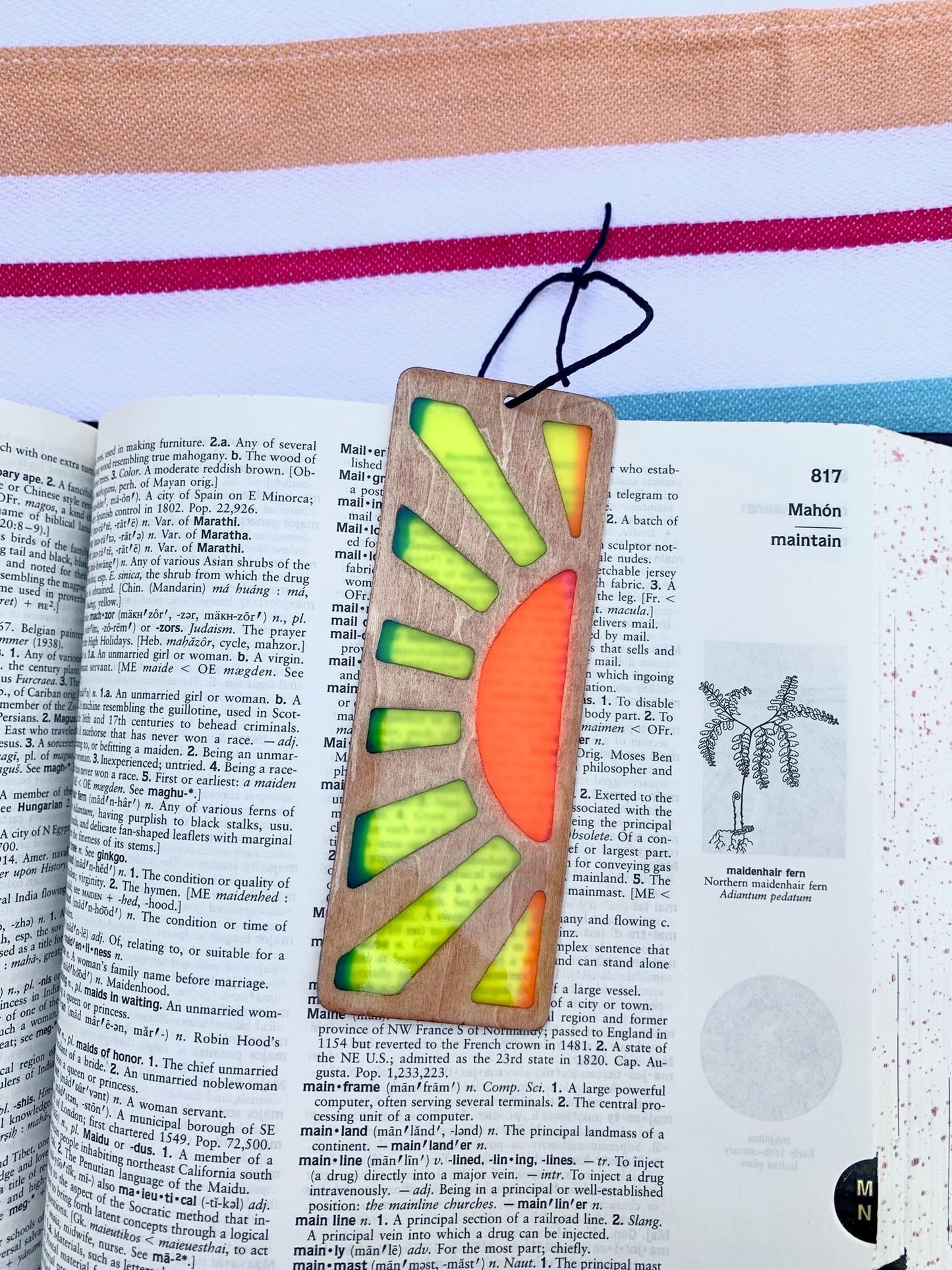 Sunrise Wood & Resin Bookmark - Teak Orange