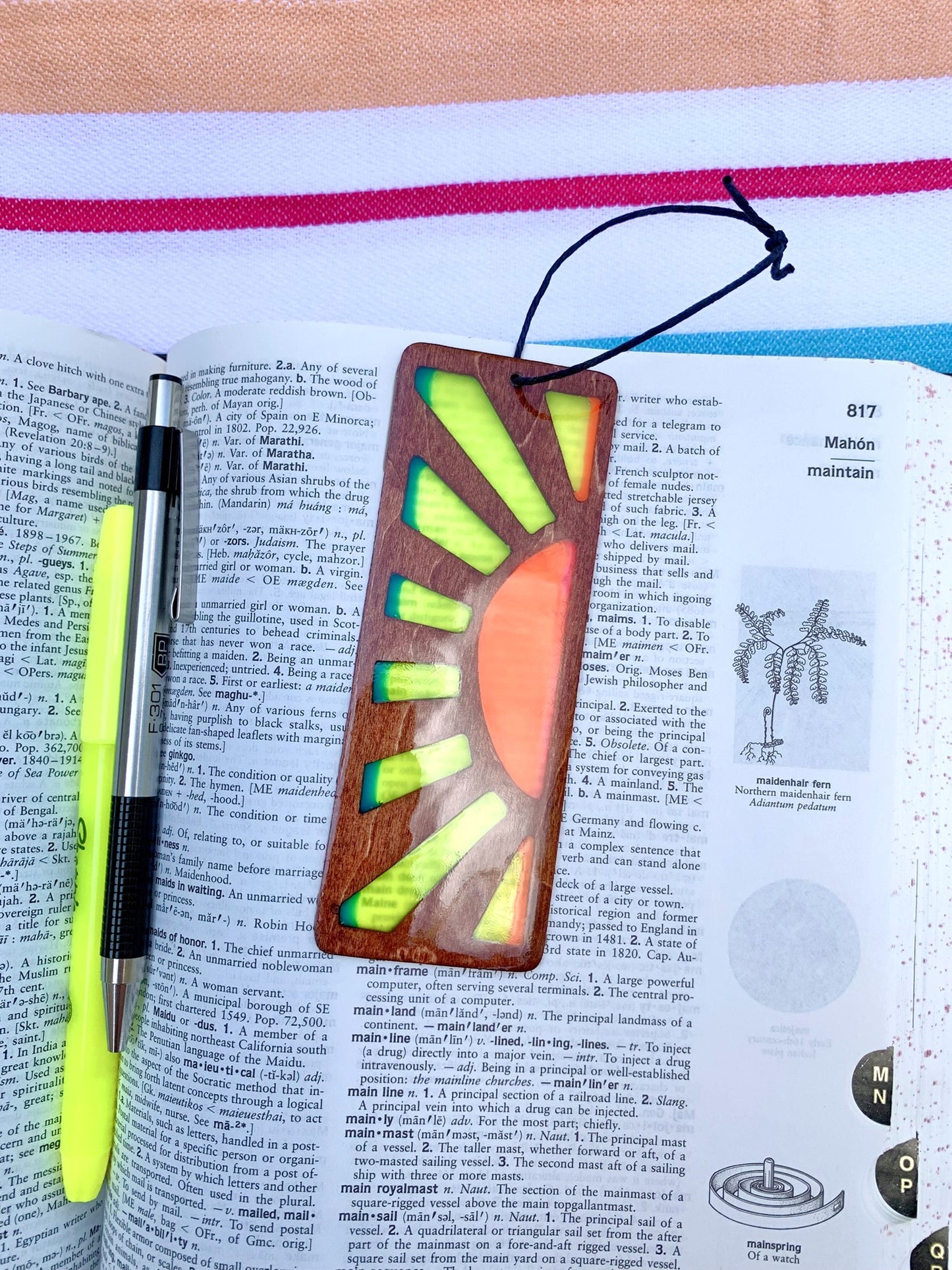 Sunrise Wood & Resin Bookmark - Cognac Orange