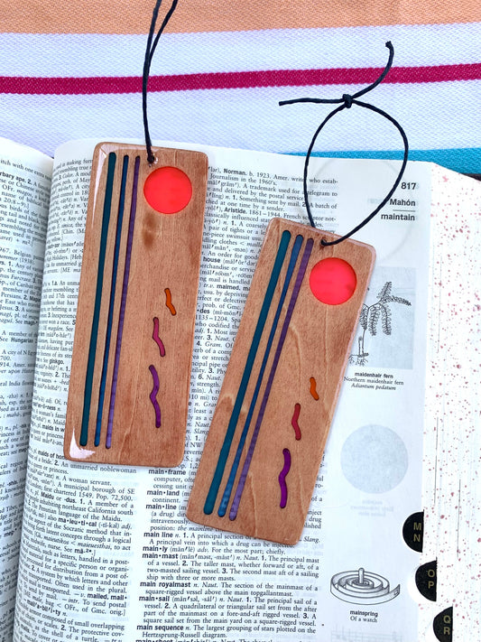 Ocean Sunset Wood & Resin Bookmark - Teak