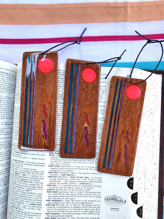 Ocean Sunset Wood & Resin Bookmark - Cognac