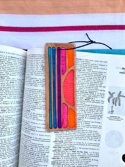 Sunset Wood & Resin Bookmark - Blue Teak