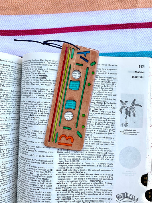 Cassette Tape Wood & Resin Bookmark - Teak