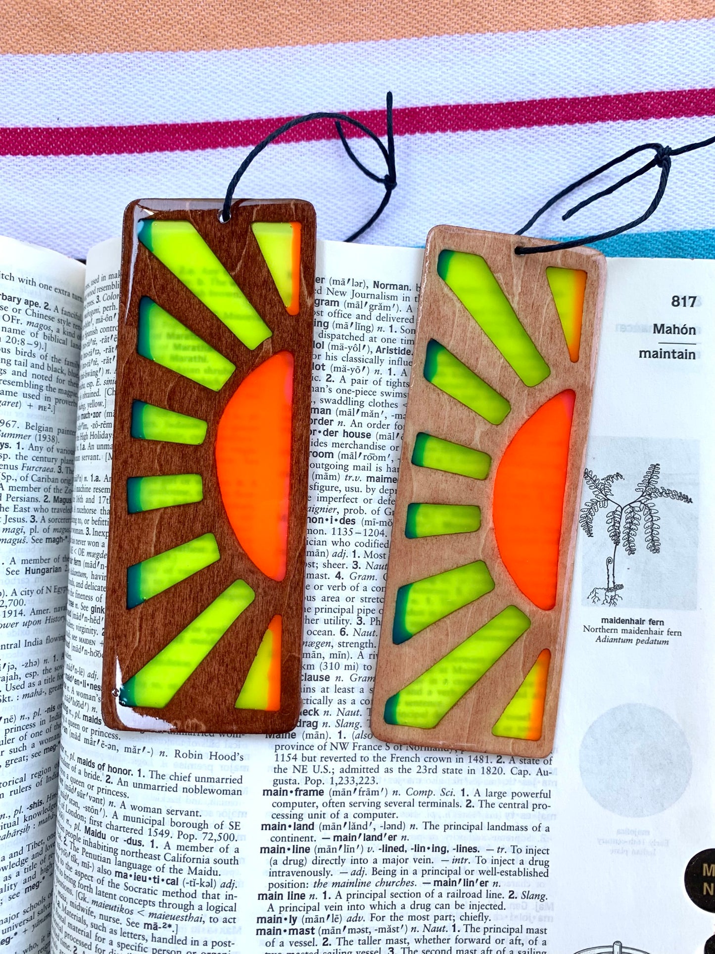 Sunrise Wood & Resin Bookmark - Teak Orange