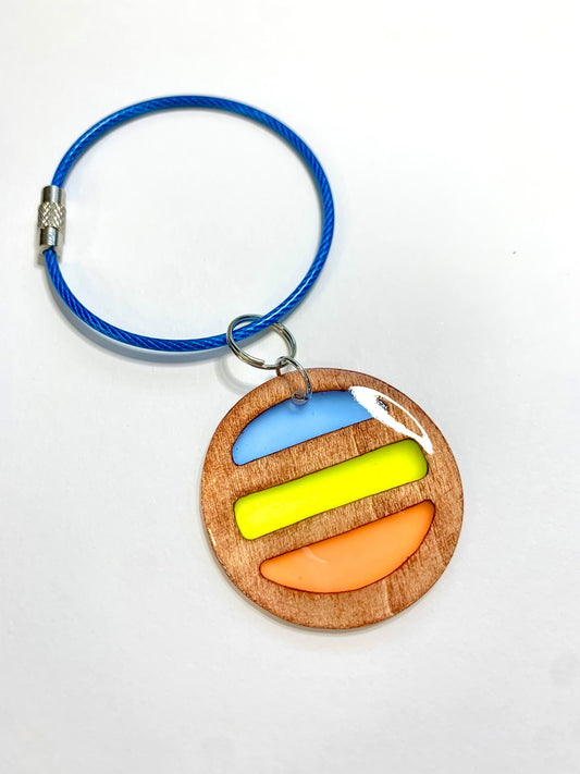 Sun Wood & Resin Keychain - Teak Sunrise
