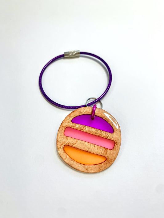 Sun Wood & Resin Keychain - Teak Sunset