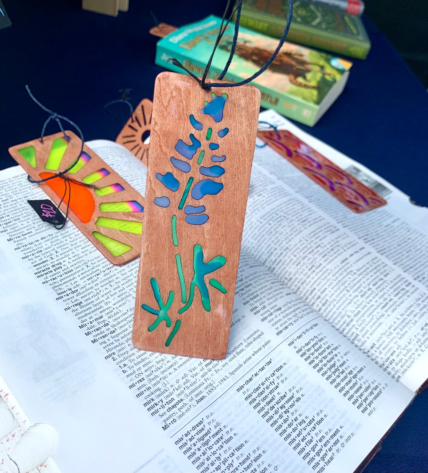 Texas Bluebonnet Wood & Resin Bookmark - Teak
