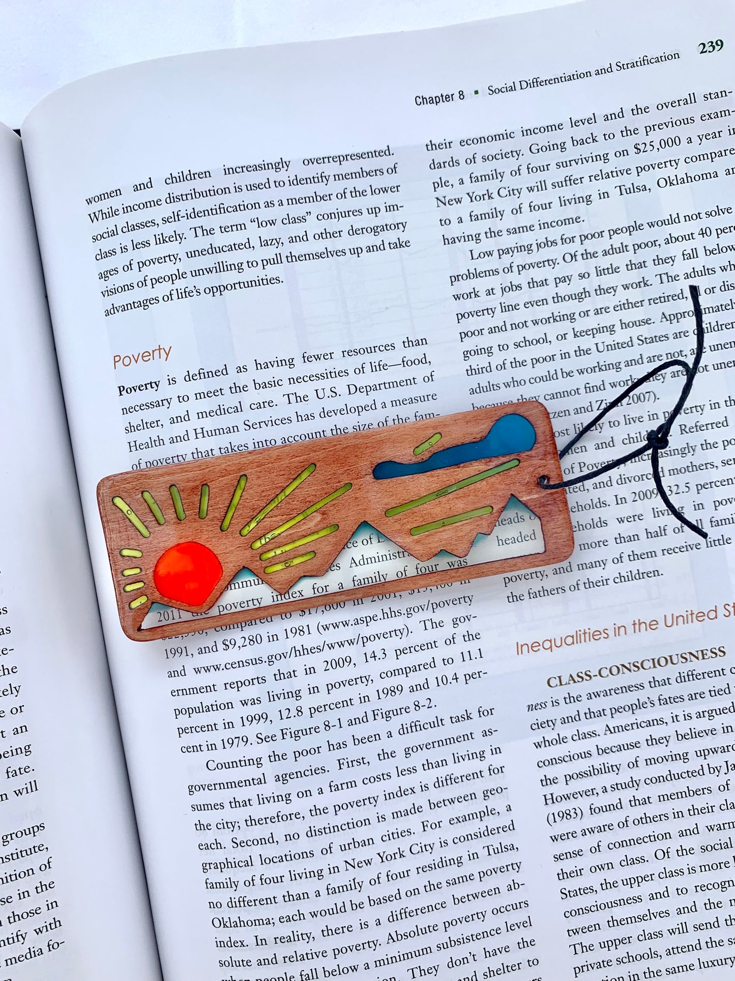 Mountain Sunrise Wood & Resin Bookmark - Teak