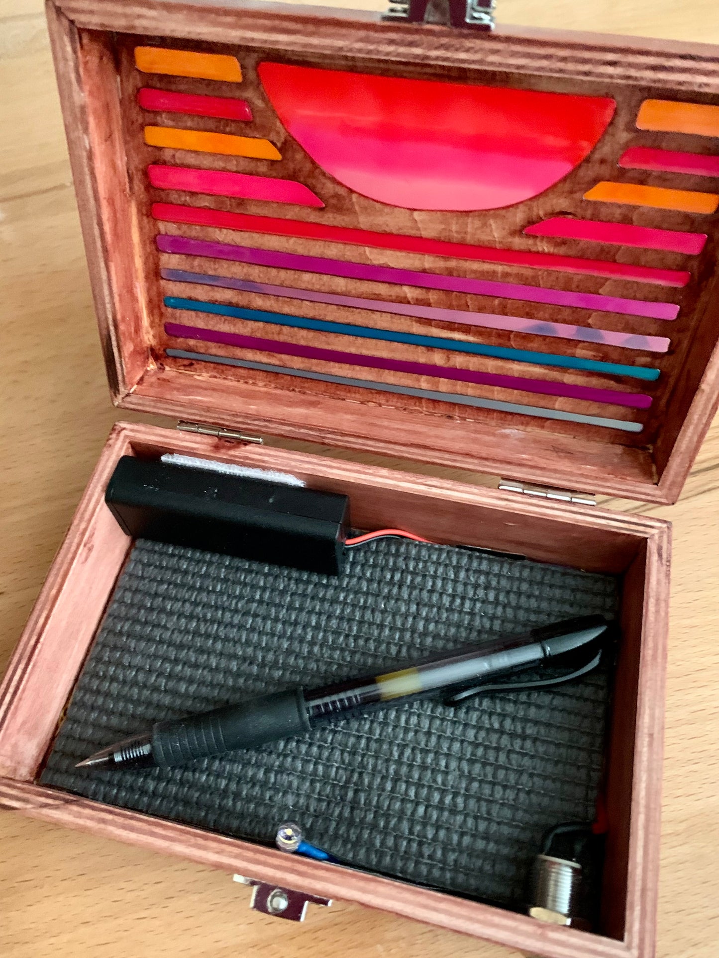 Sunset Wood & Resin Glow Light Box - Teak