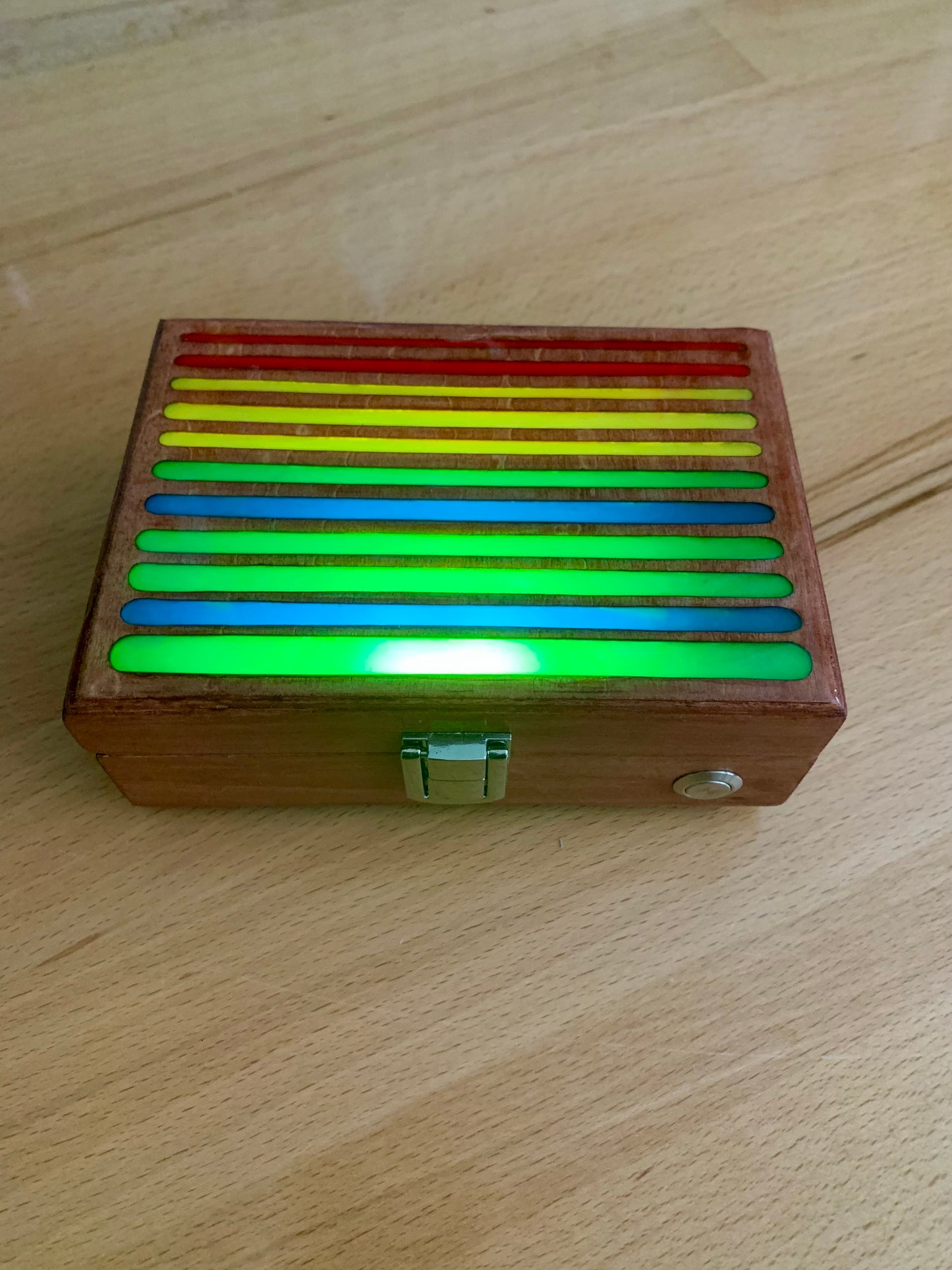 Gradient Lines Wood & Resin Glow Light Box - Teak VU Meter