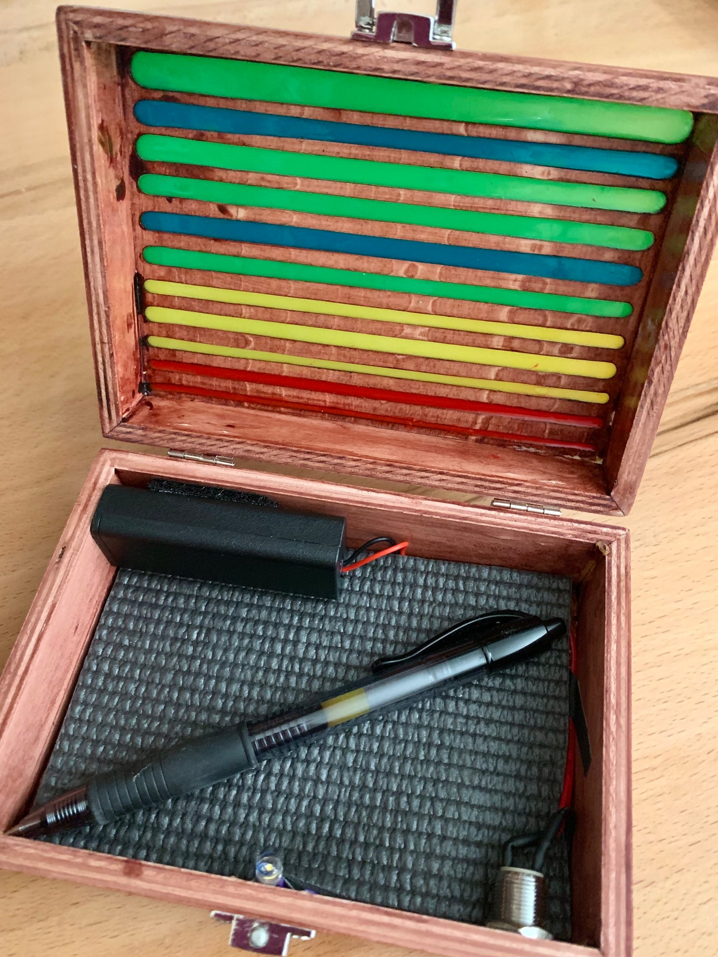 Gradient Lines Wood & Resin Glow Light Box - Teak VU Meter