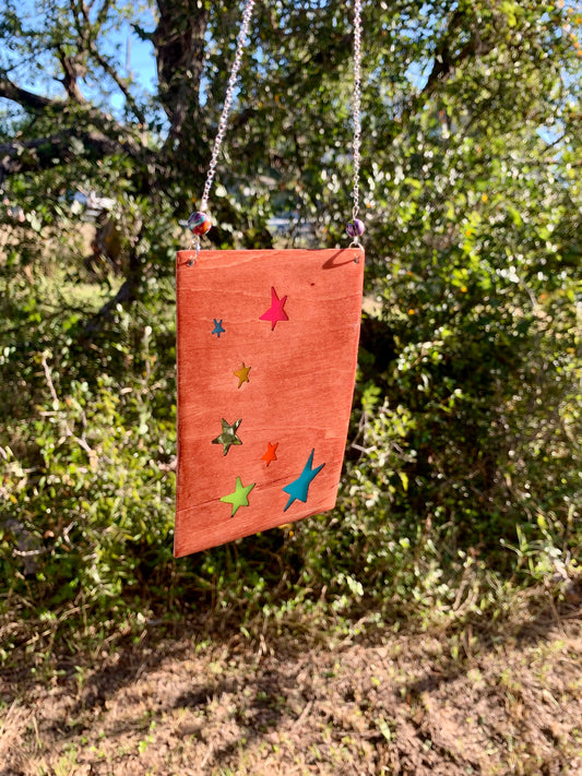 Stars Wood & Resin Sun Catcher - Teak