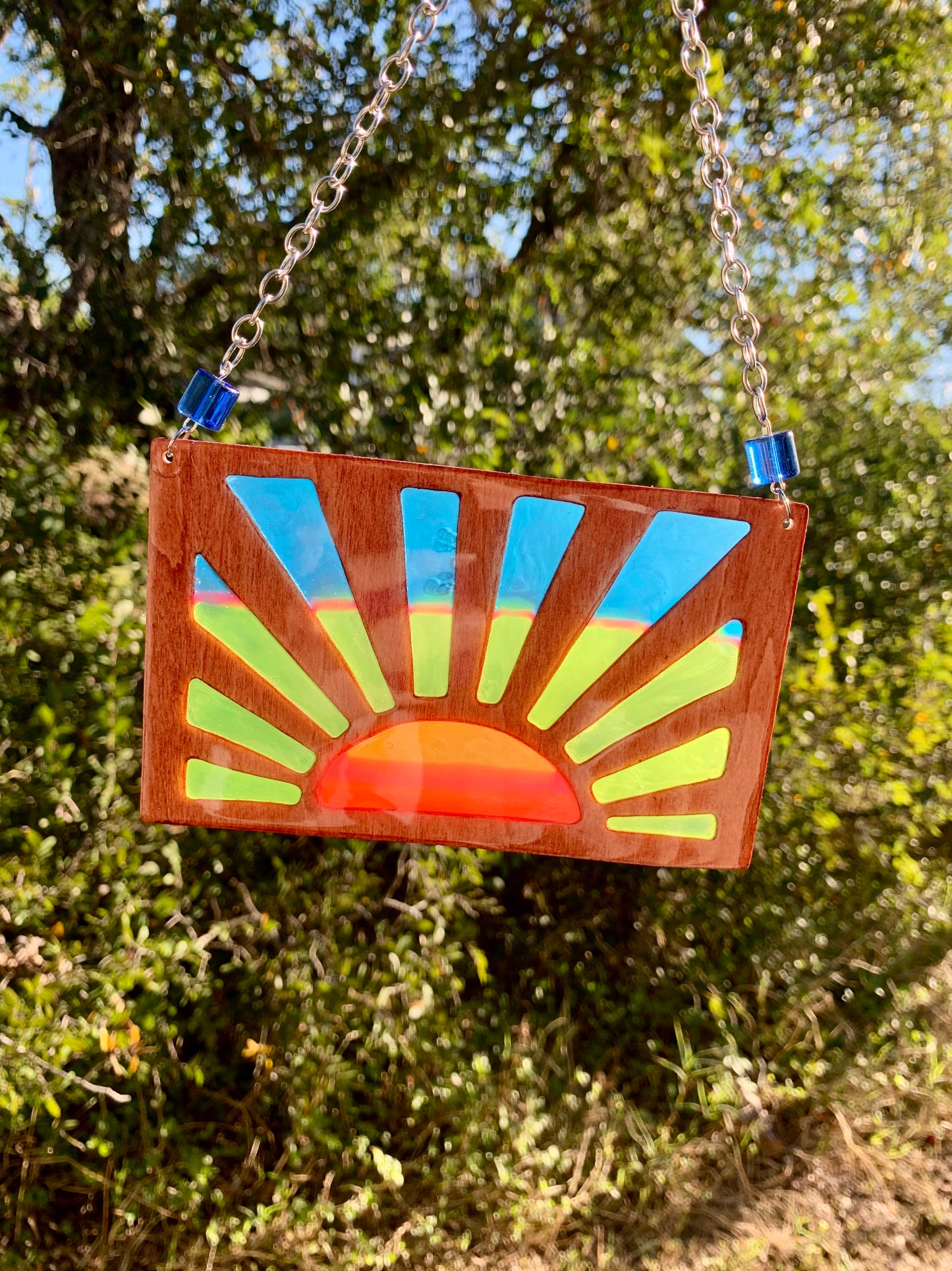 Sunrise Wood & Resin Sun Catcher - Teak