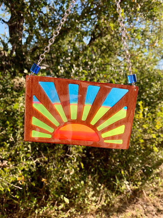 Sunrise Wood & Resin Sun Catcher - Teak