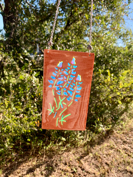 Texas Bluebonnet Wood & Resin Sun Catcher - Teak