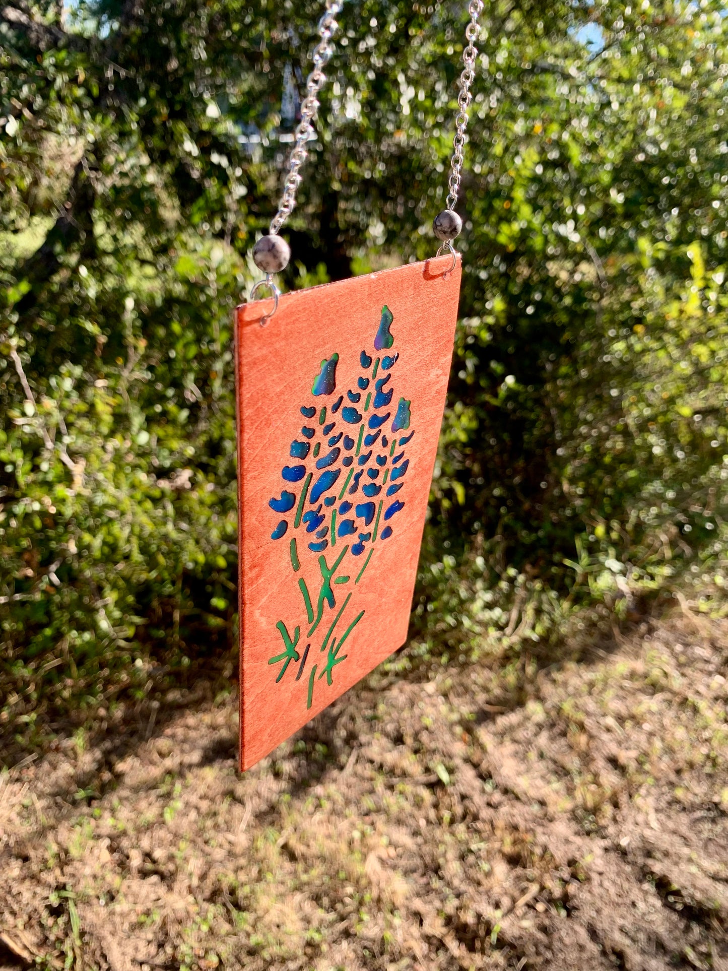 Texas Bluebonnet Wood & Resin Sun Catcher - Teak