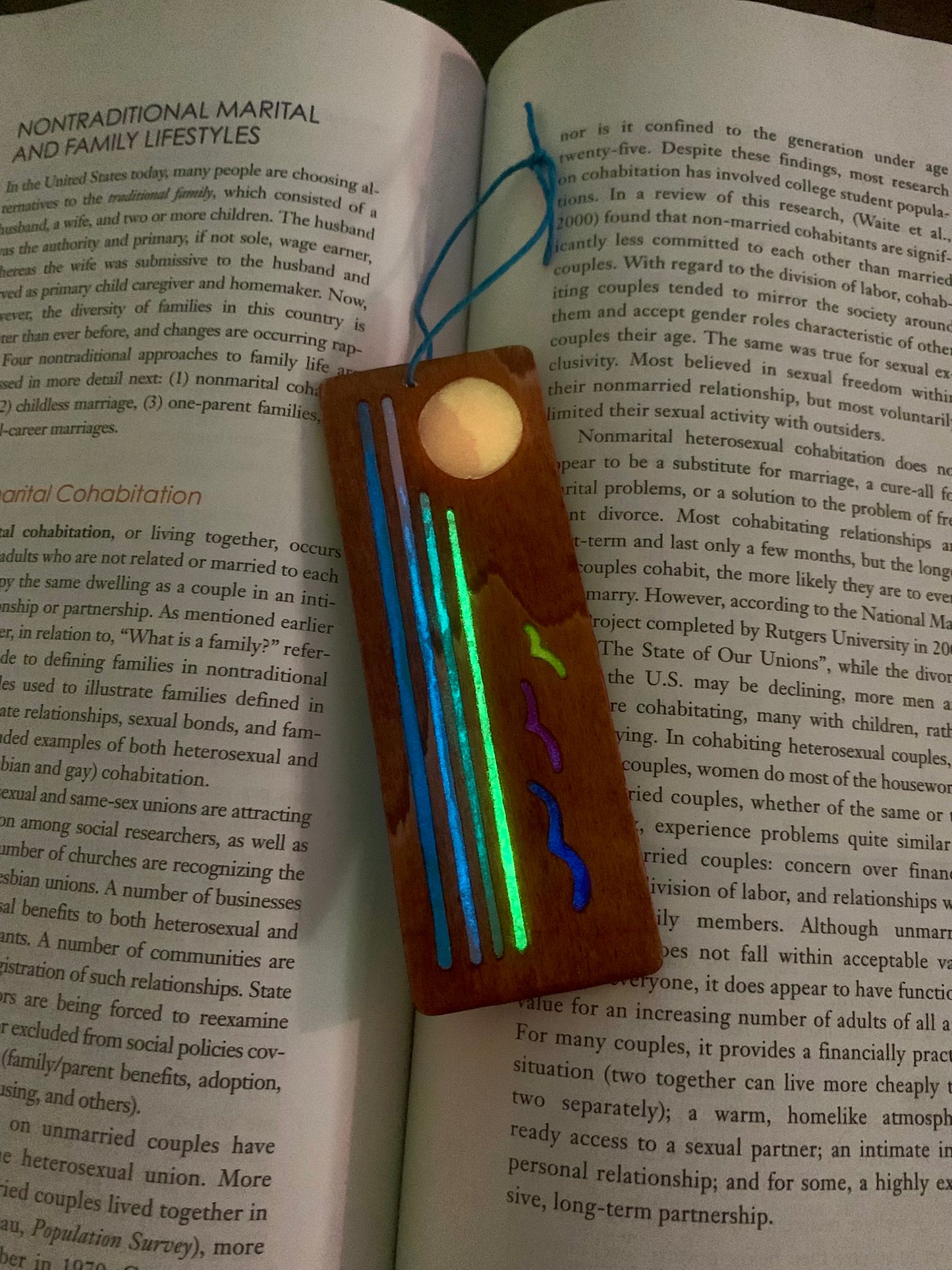 Ocean Sunset Wood & Resin Bookmark - Glow In The Dark