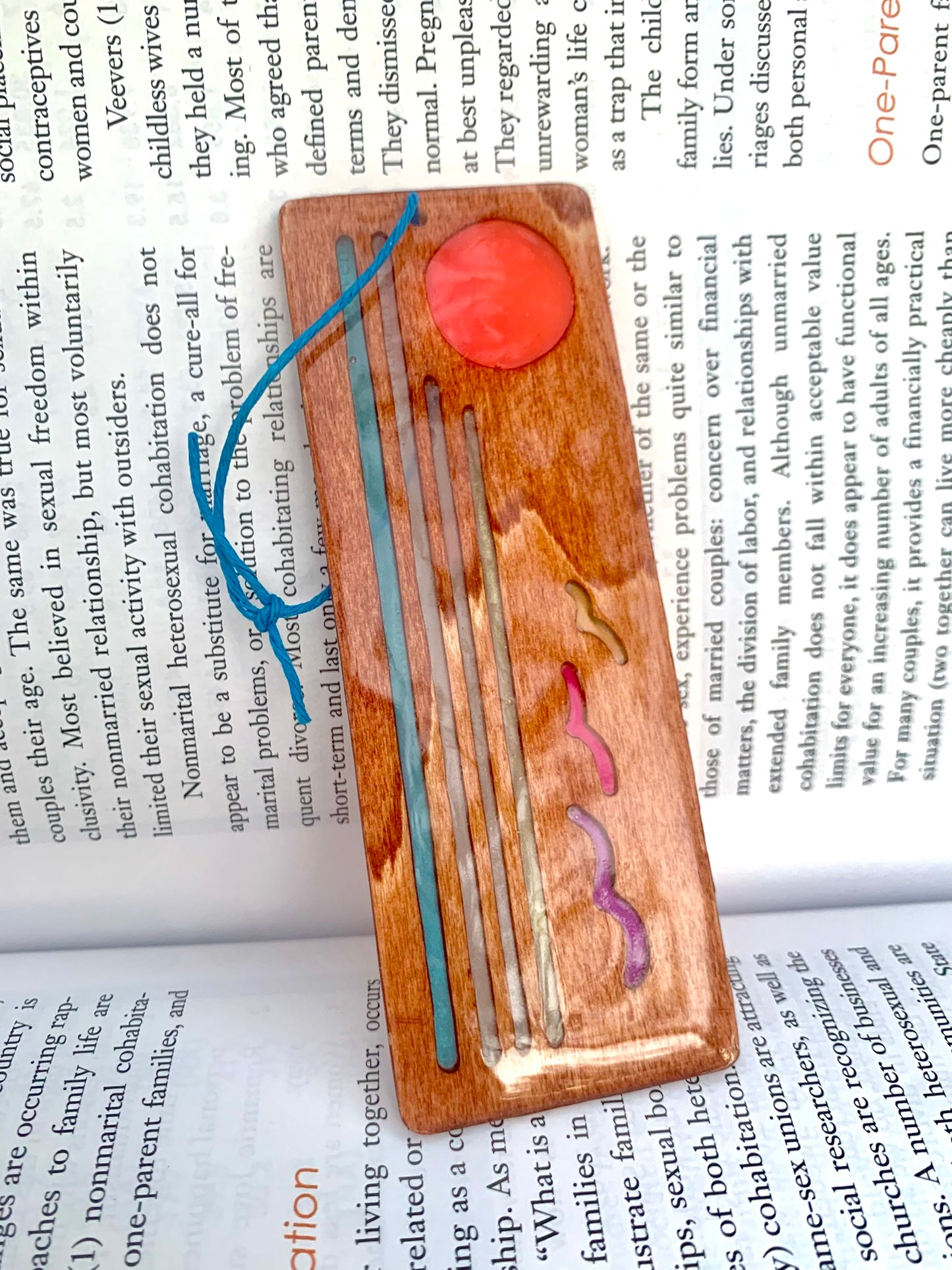 Ocean Sunset Wood & Resin Bookmark - Glow In The Dark