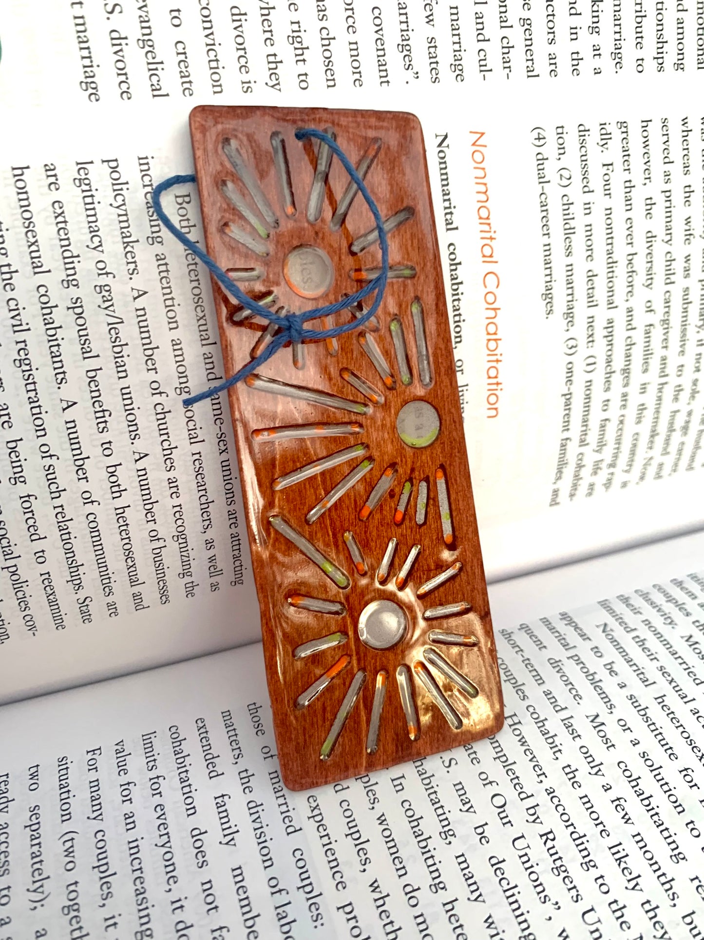 Sunburst Wood & Resin Bookmark - Glow In The Dark