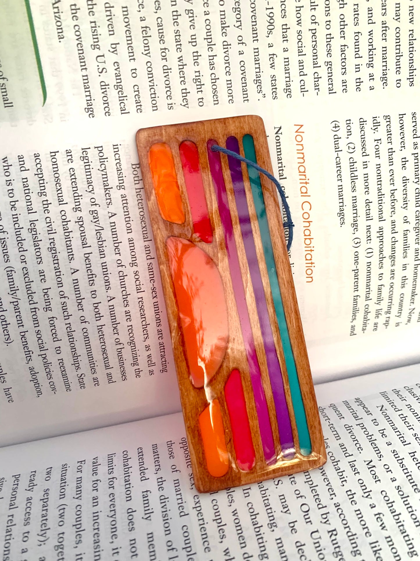 Sunset Wood & Resin Bookmark - Glow In The Dark