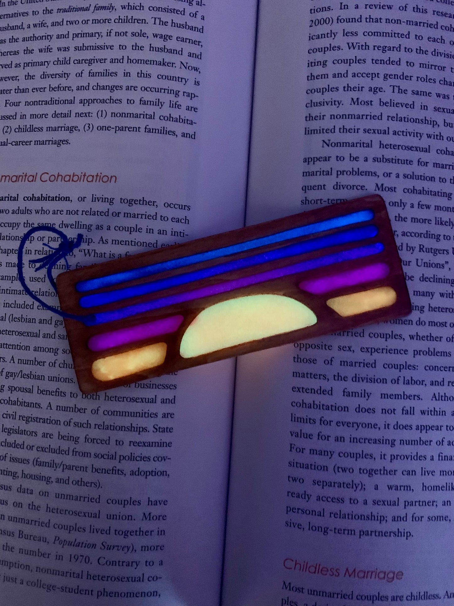 Sunset Wood & Resin Bookmark - Glow In The Dark