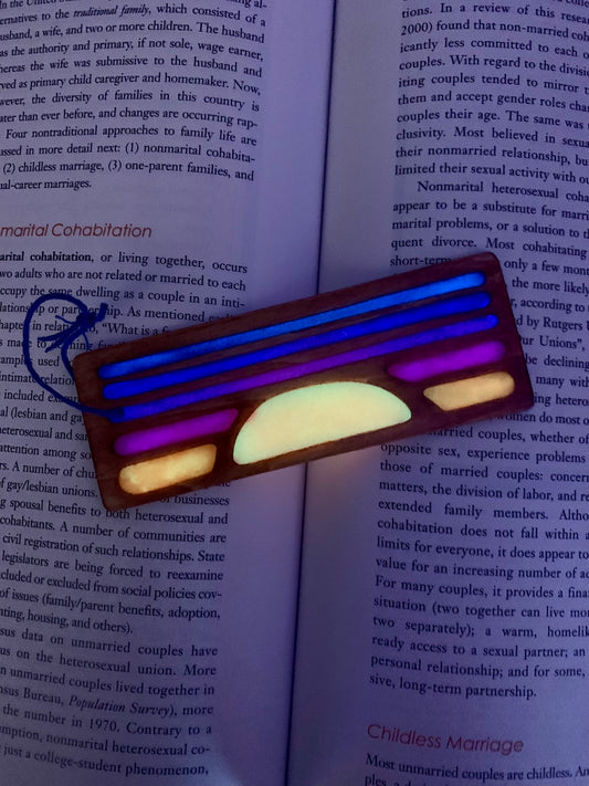 Sunset Wood & Resin Bookmark - Glow In The Dark