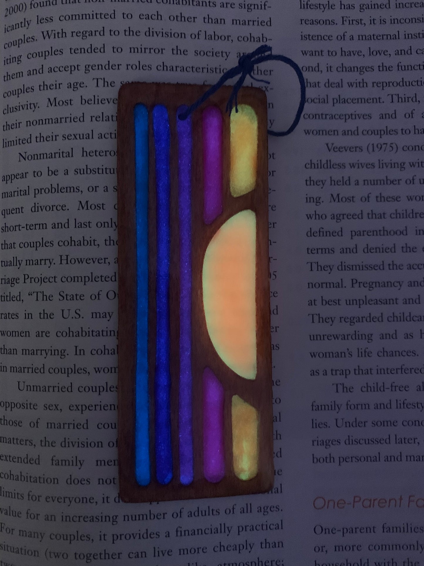 Sunset Wood & Resin Bookmark - Glow In The Dark