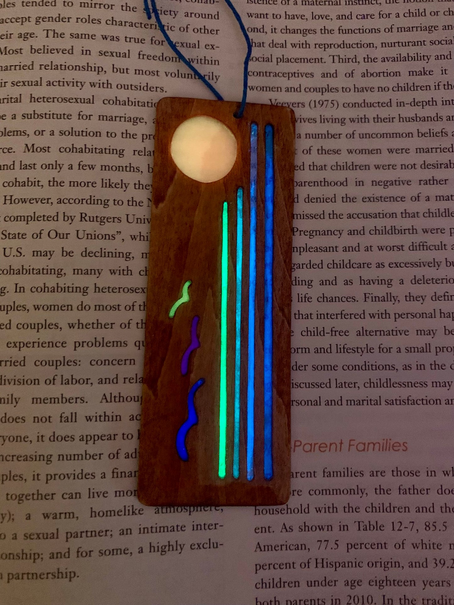 Ocean Sunset Wood & Resin Bookmark - Glow In The Dark