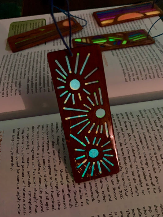 Sunburst Wood & Resin Bookmark - Glow In The Dark