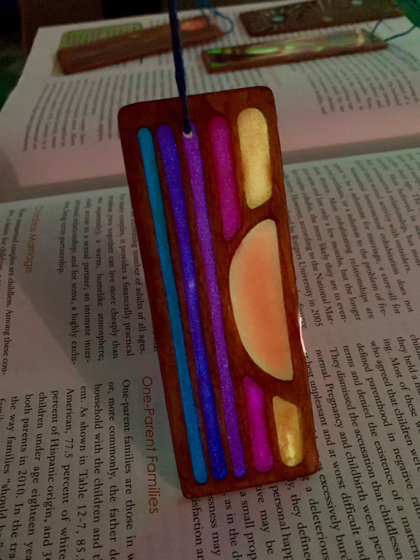 Sunset Wood & Resin Bookmark - Glow In The Dark