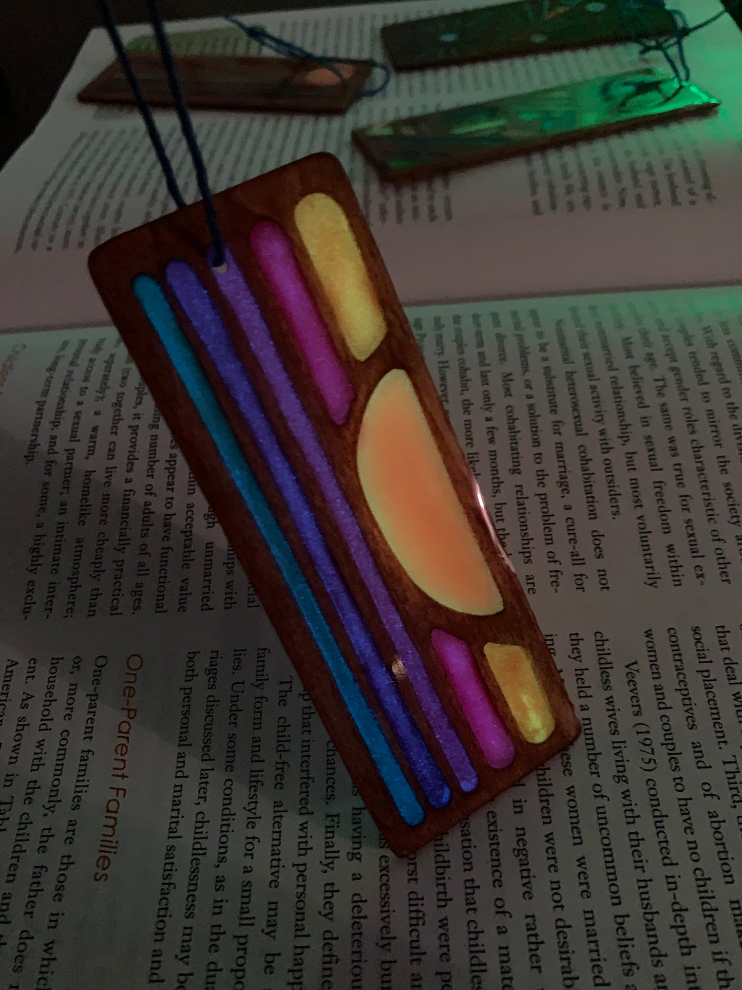 Sunset Wood & Resin Bookmark - Glow In The Dark