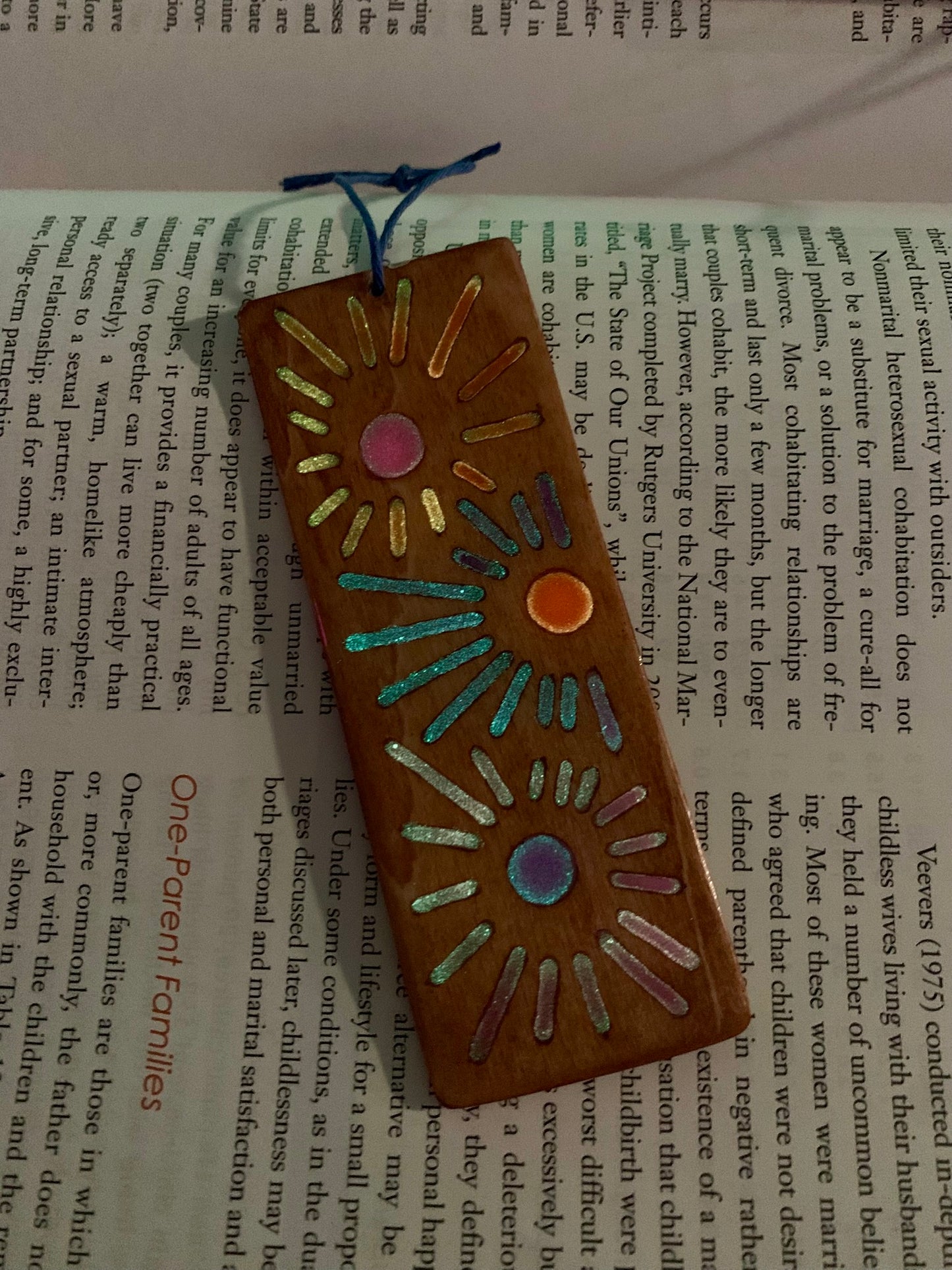 Sunburst Wood & Resin Bookmark - Festive Glow In The Dark