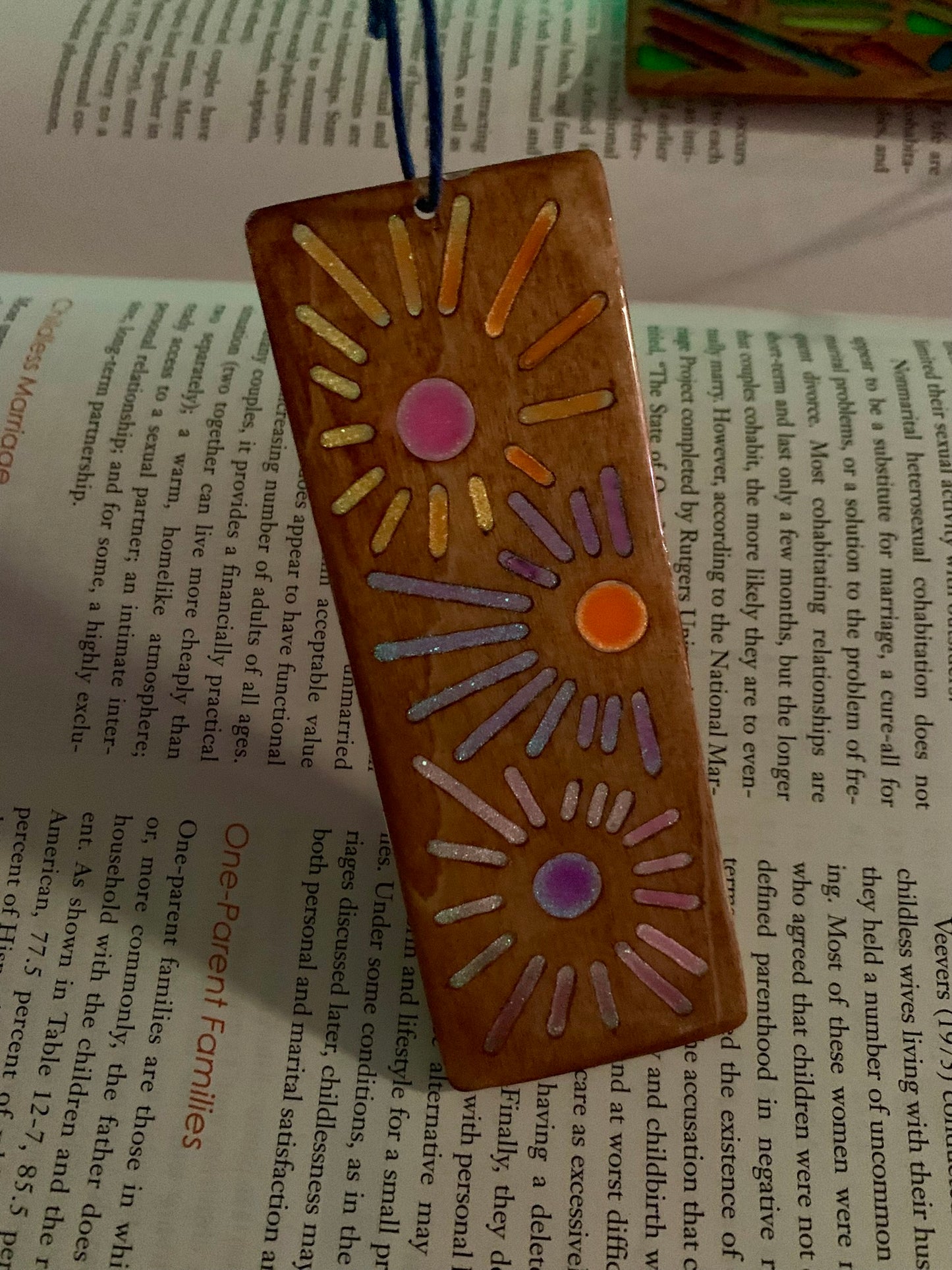 Sunburst Wood & Resin Bookmark - Festive Glow In The Dark