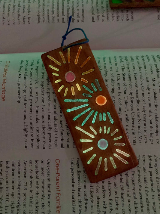Sunburst Wood & Resin Bookmark - Festive Glow In The Dark